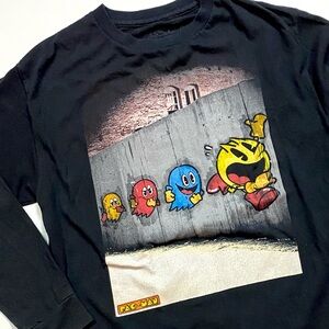 👚TEE-rrific PAC-MAN RETRO NINTENDO GAMER BLACK L/S TEE SIZE YOUTH LARGE